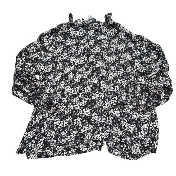 Vintage 90's Y2K Rena Rowan Silk Ruffle Blouse-Black/White-16W-GUC - Picture 6 of 6